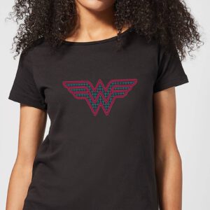 Justice League Wonder Woman Retro Grid Logo Women’s T-Shirt – Black – S