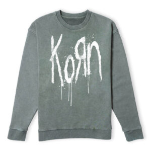 Korn Splatter Sweatshirt - Khaki Acid Wash - L