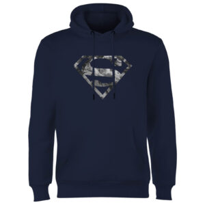 Marble Superman Logo Hoodie – Navy – S – Marineblau