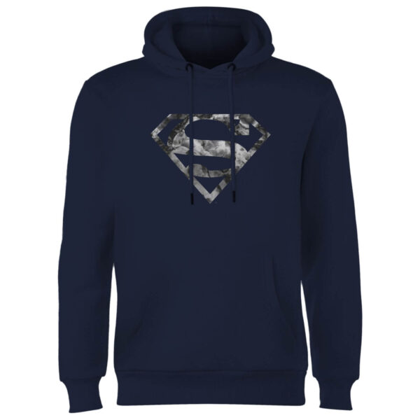 Marble Superman Logo Hoodie - Navy - S - Marineblau