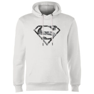 Marble Superman Logo Hoodie – White – S – Weiß