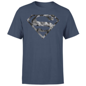 Marble Superman Logo Men’s T-Shirt – Navy – S – Marineblau