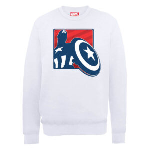 Marvel Avengers Assemble Captain America Badge Outline Sweatshirt - White - L - Weiß