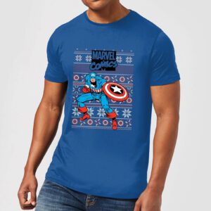 Marvel Avengers Captain America Herren Christmas T-Shirt – Royal Blau – S