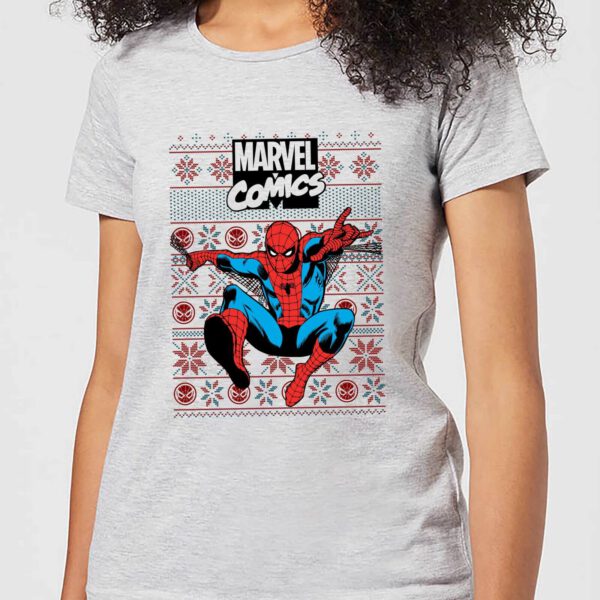 Marvel Avengers Classic Spider-Man Damen Christmas T-Shirt - Grau - S - Grau