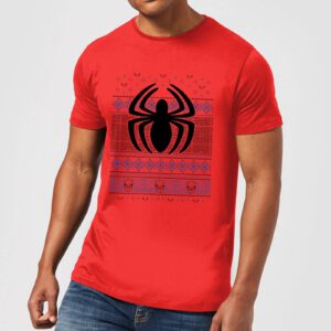 Marvel Avengers Spider-Man Logo Herren Christmas T-Shirt – Rot – S