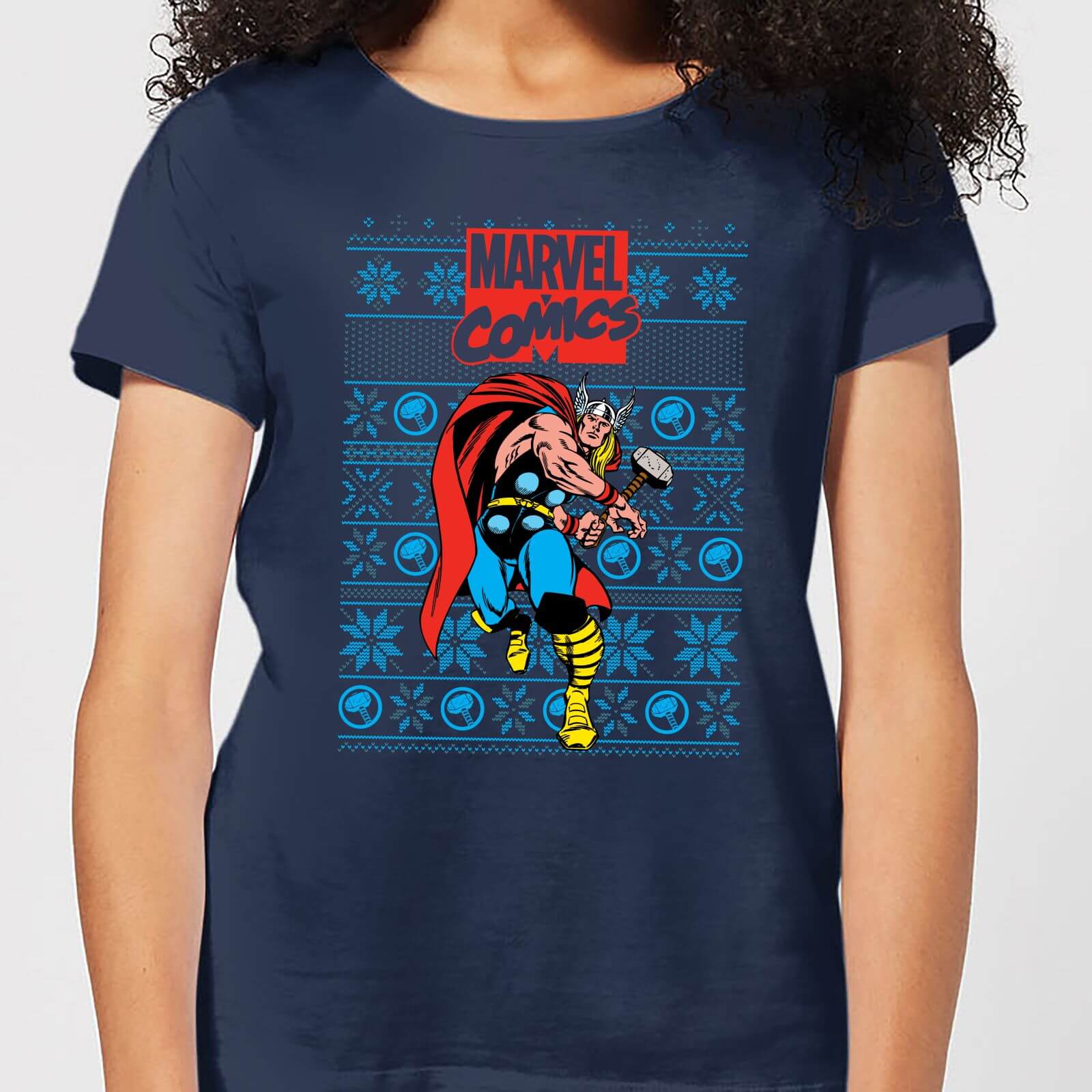 Marvel Avengers Thor Damen Christmas T-Shirt – Navy Blau – S