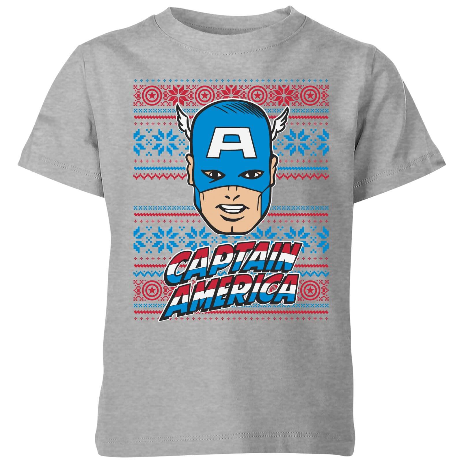 Marvel Captain America Face Kids' Christmas T-Shirt - Grey - 3-4 Jahre - Grau