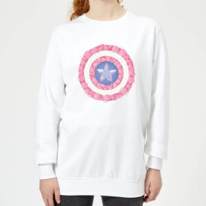 Marvel Captain America Flower Shield Women’s Sweatshirt – White – XS