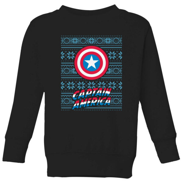 Marvel Captain America Kinder Weihnachtspullover - Schwarz - 3-4 Jahre