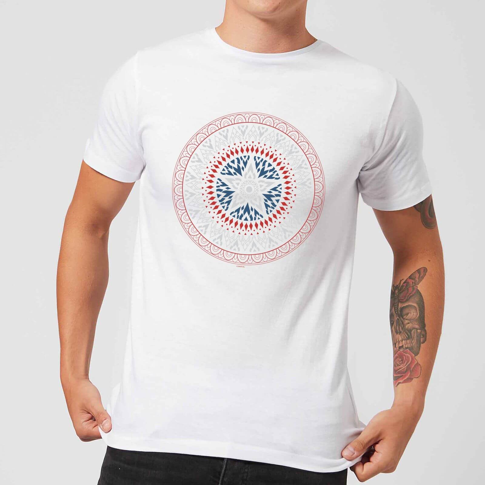 Marvel Captain America Oriental Shield Men's T-Shirt - White - S