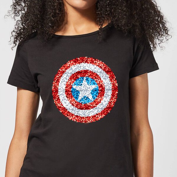 Marvel Captain America Pixelated Shield Damen T-Shirt - Schwarz - S