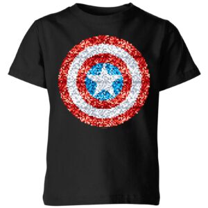 Marvel Captain America Pixelated Shield Kids‘ T-Shirt – Black – 3-4 Jahre