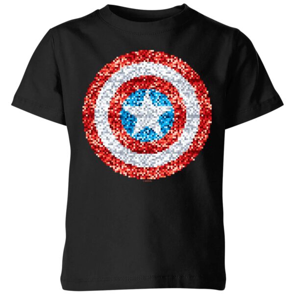 Marvel Captain America Pixelated Shield Kids' T-Shirt - Black - 3-4 Jahre