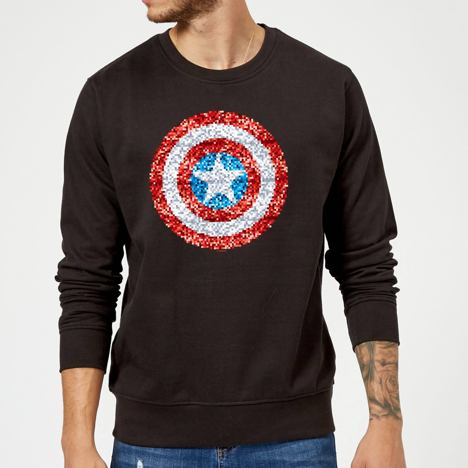 Marvel Captain America Pixelated Shield Sweatshirt - Black - S