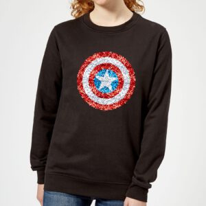 Marvel Captain America Pixelated Shield Women’s Sweatshirt – Black – XS