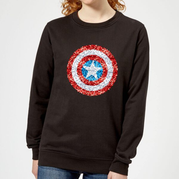 Marvel Captain America Pixelated Shield Women's Sweatshirt - Black - XS