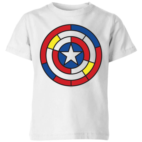 Marvel Captain America Stained Glass Shield Kids' T-Shirt - White - 3-4 Jahre