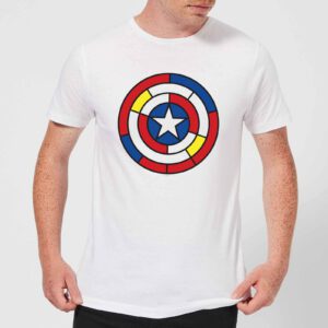 Marvel Captain America Stained Glass Shield Men’s T-Shirt – White – S