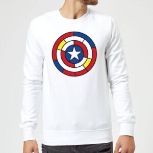 Marvel Captain America Stained Glass Shield Sweatshirt – White – M