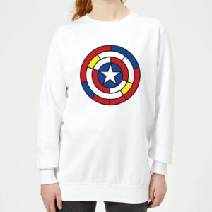 Marvel Captain America Stained Glass Shield Women’s Sweatshirt – White – XS – Weiß