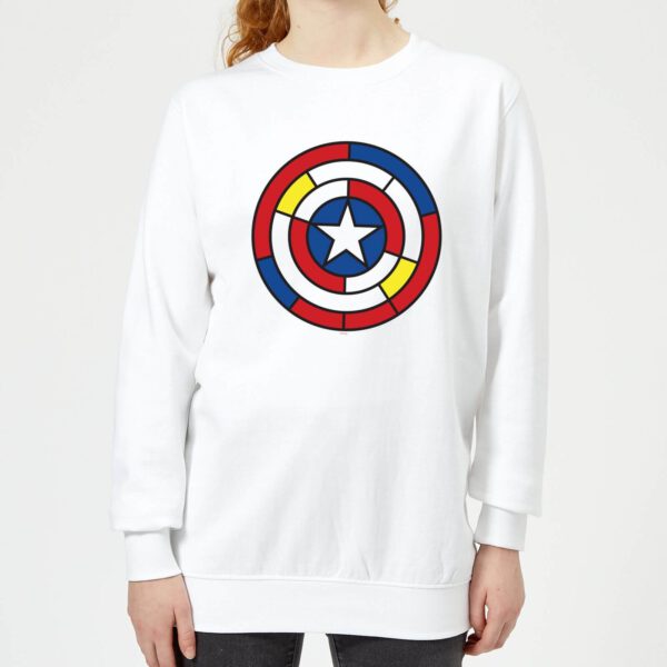Marvel Captain America Stained Glass Shield Women's Sweatshirt - White - XS - Weiß