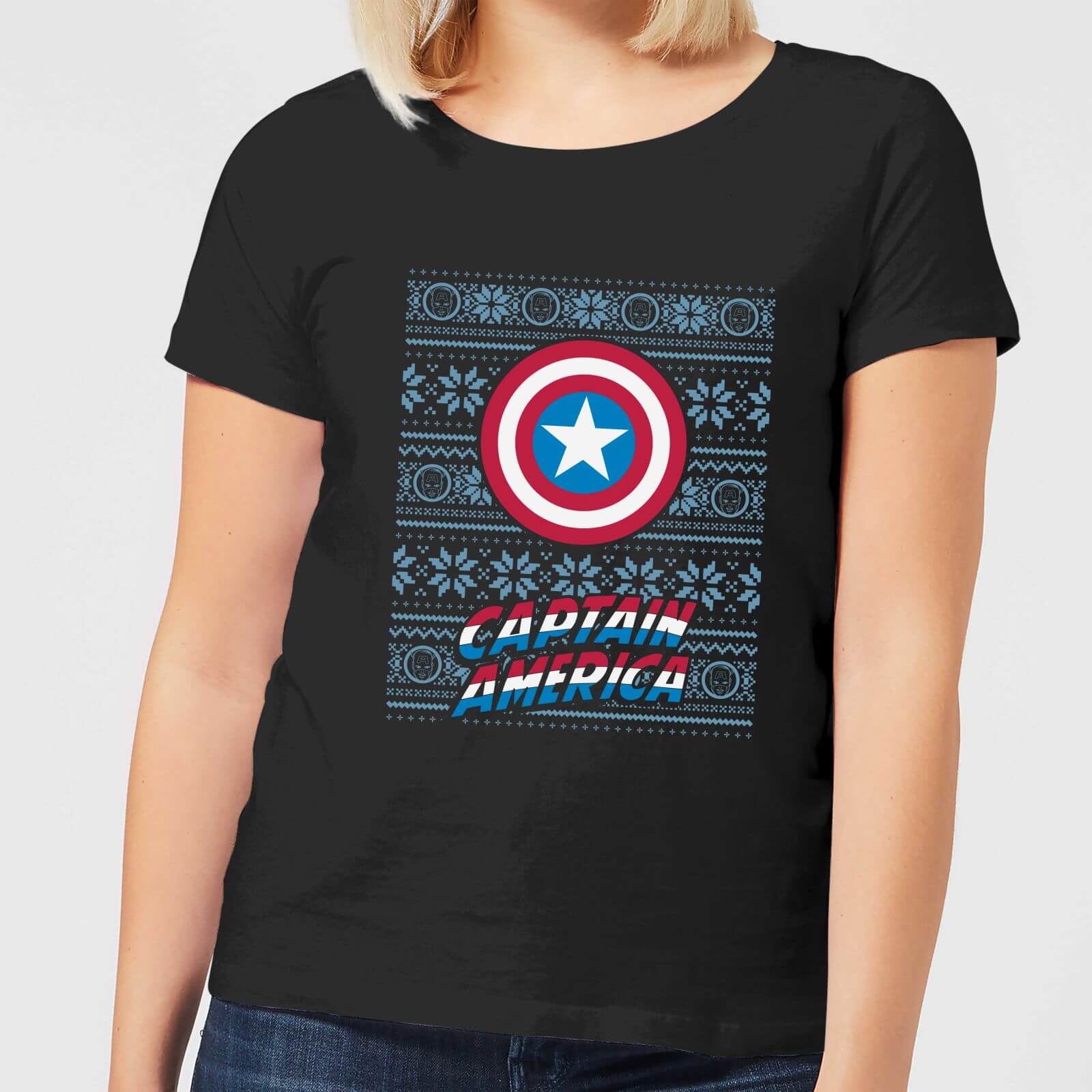 Marvel Captain America Women's Christmas T-Shirt - Black - S
