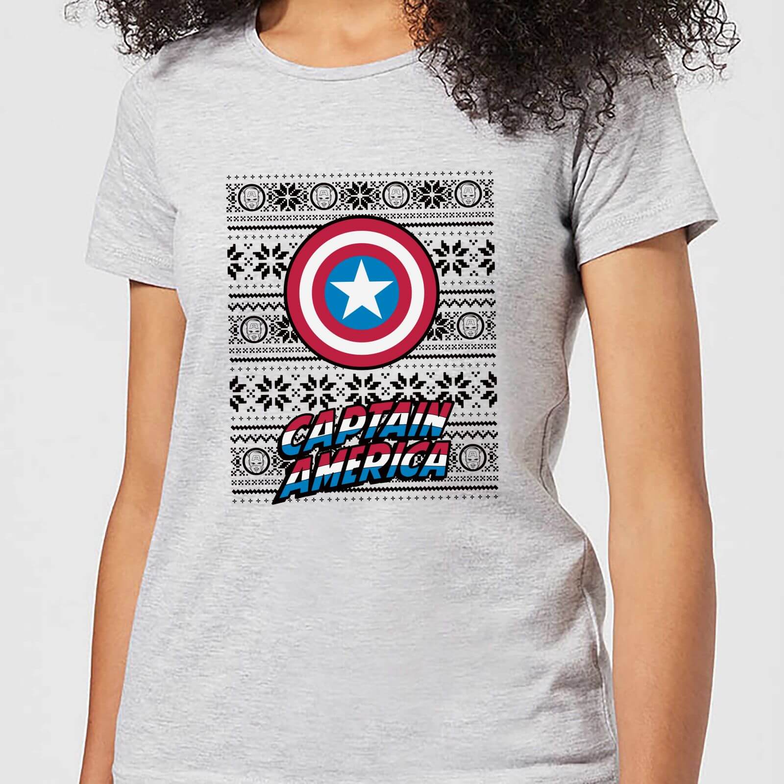 Marvel Captain America Women's Christmas T-Shirt - Grey - XS - Grau