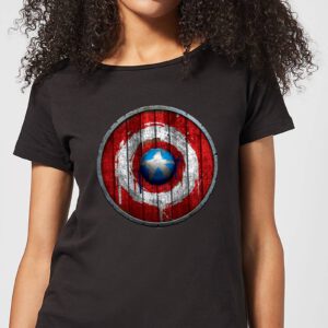 Marvel Captain America Wooden Shield Damen T-Shirt – Schwarz – S