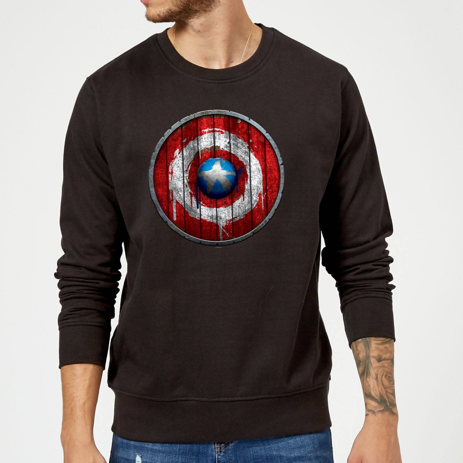 Marvel Captain America Wooden Shield Sweatshirt - Black - S
