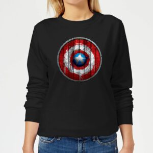 Marvel Captain America Wooden Shield Women’s Sweatshirt – Black – XS