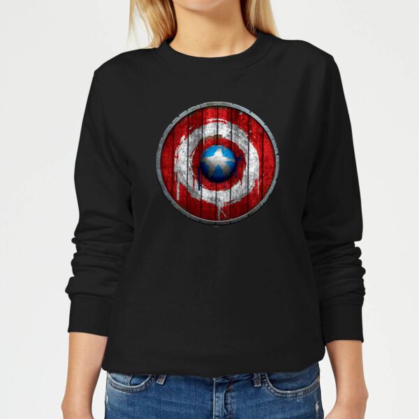 Marvel Captain America Wooden Shield Women's Sweatshirt - Black - XS