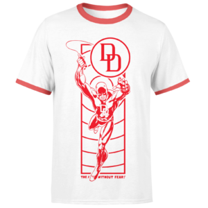 Marvel Daredevil Senses Men’s Ringer T-Shirt – White/Red – S – White/Red