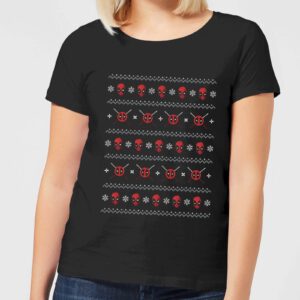 Marvel Deadpool Faces Damen Weihnachts-T-Shirt – Schwarz – S