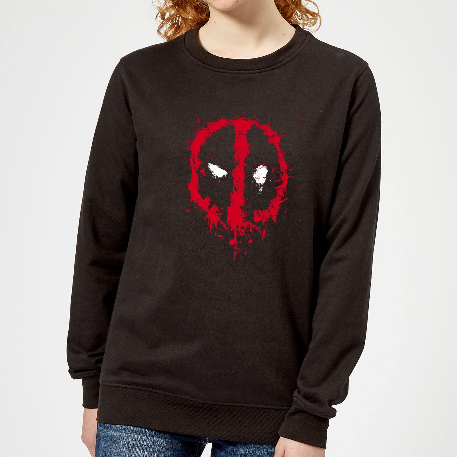 Marvel Deadpool Splat Face Damen Pullover – Schwarz – S – Schwarz