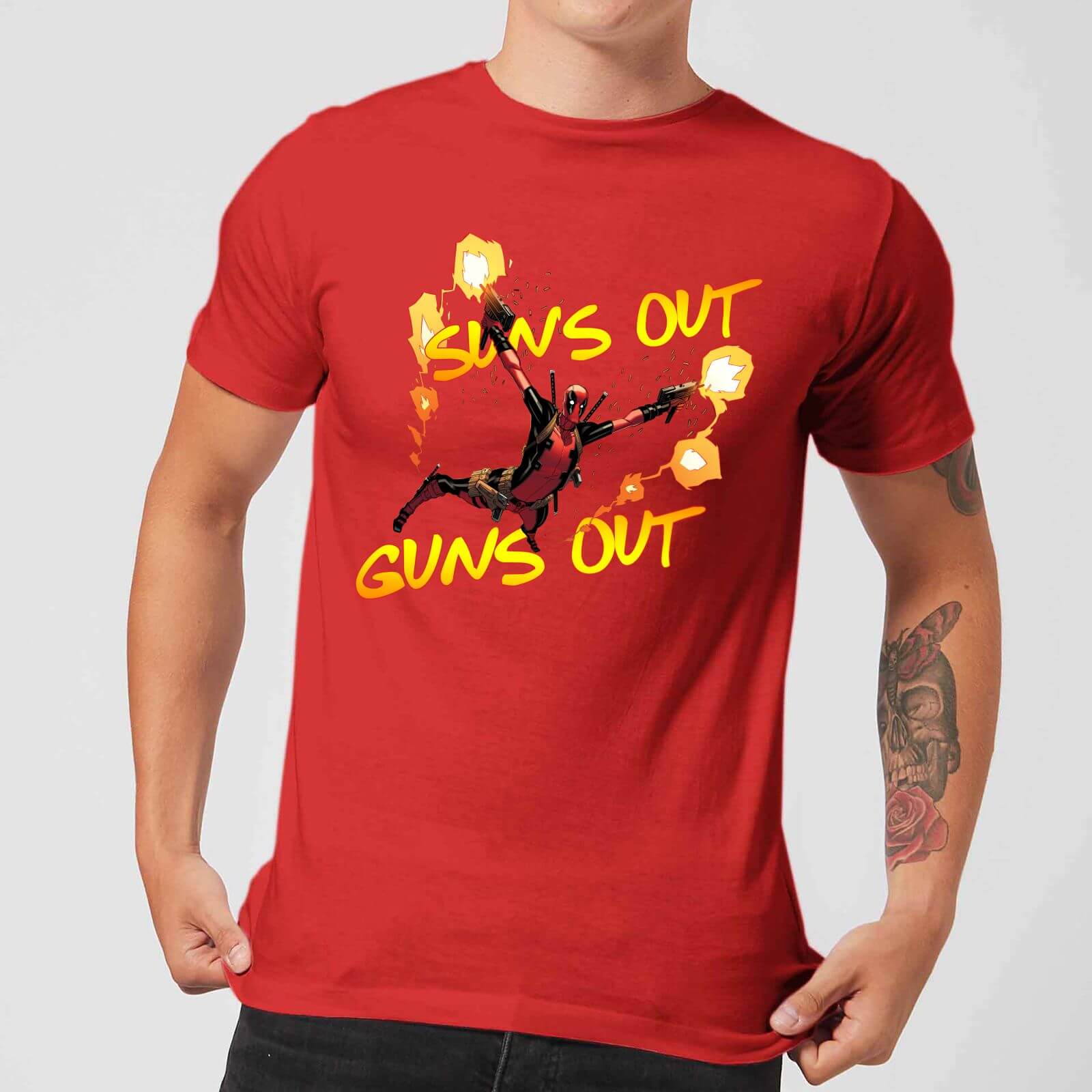 Marvel Deadpool Suns Out Guns Out Herren T-Shirt - Rot - S