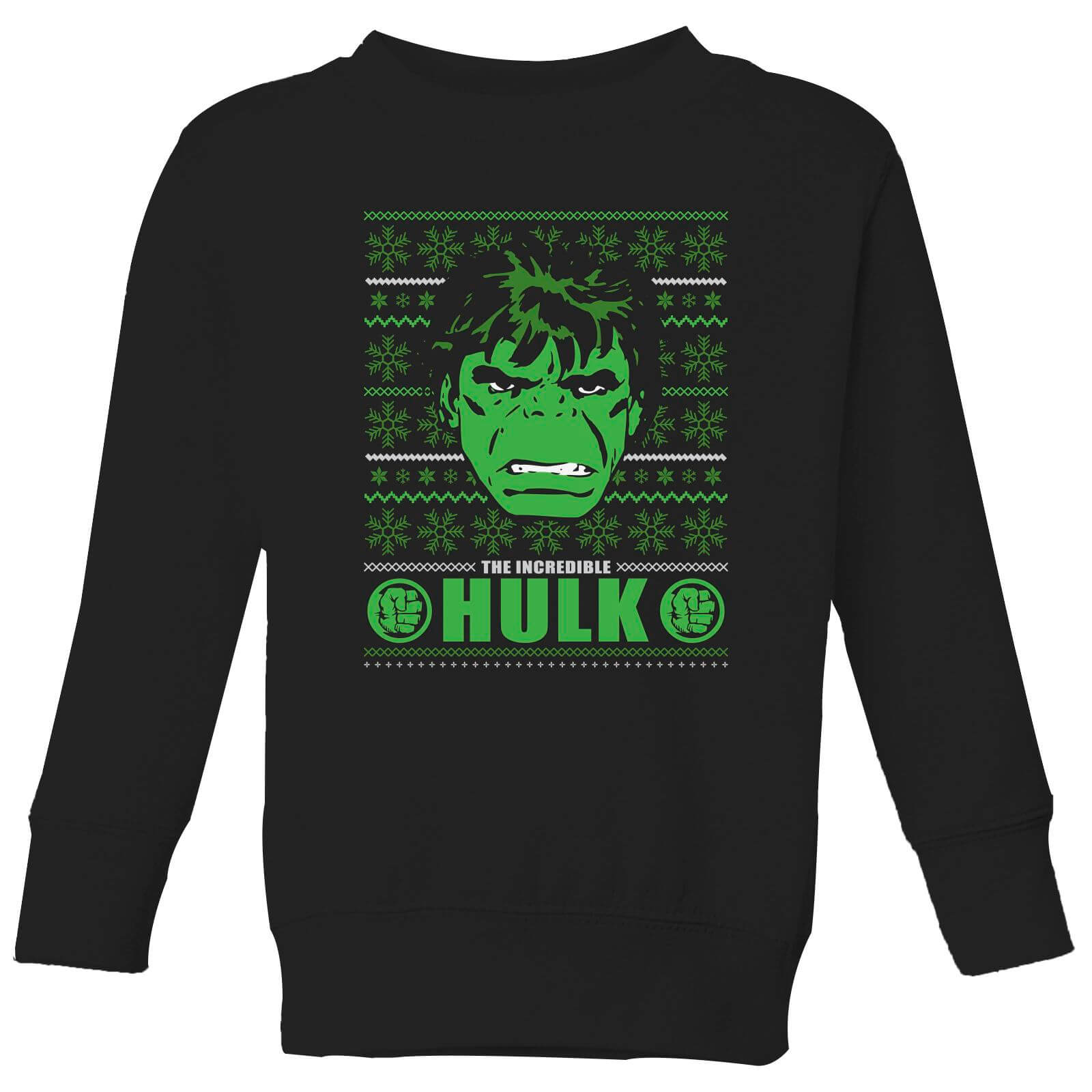 Marvel Hulk Face Kids' Christmas Sweatshirt - Black - 3-4 Jahre