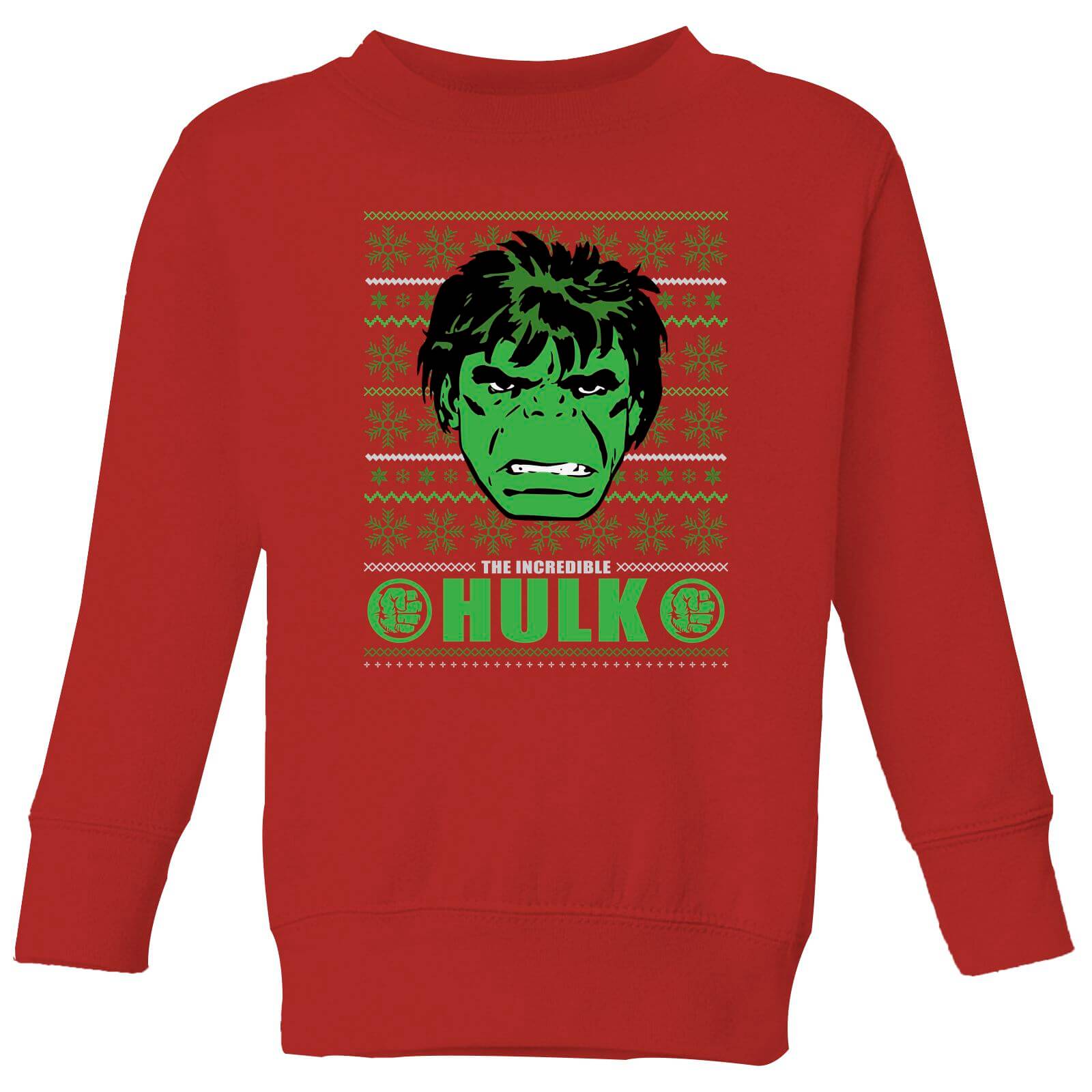 Marvel Hulk Face Kinder Weihnachtspullover – Rot – 3-4 Jahre