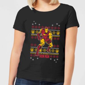 Marvel Iron Man Damen Weihnachts-T-Shirt – Schwarz – S