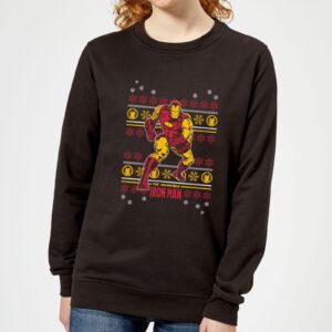 Marvel Iron Man Damen Weihnachtspullover – Schwarz – L