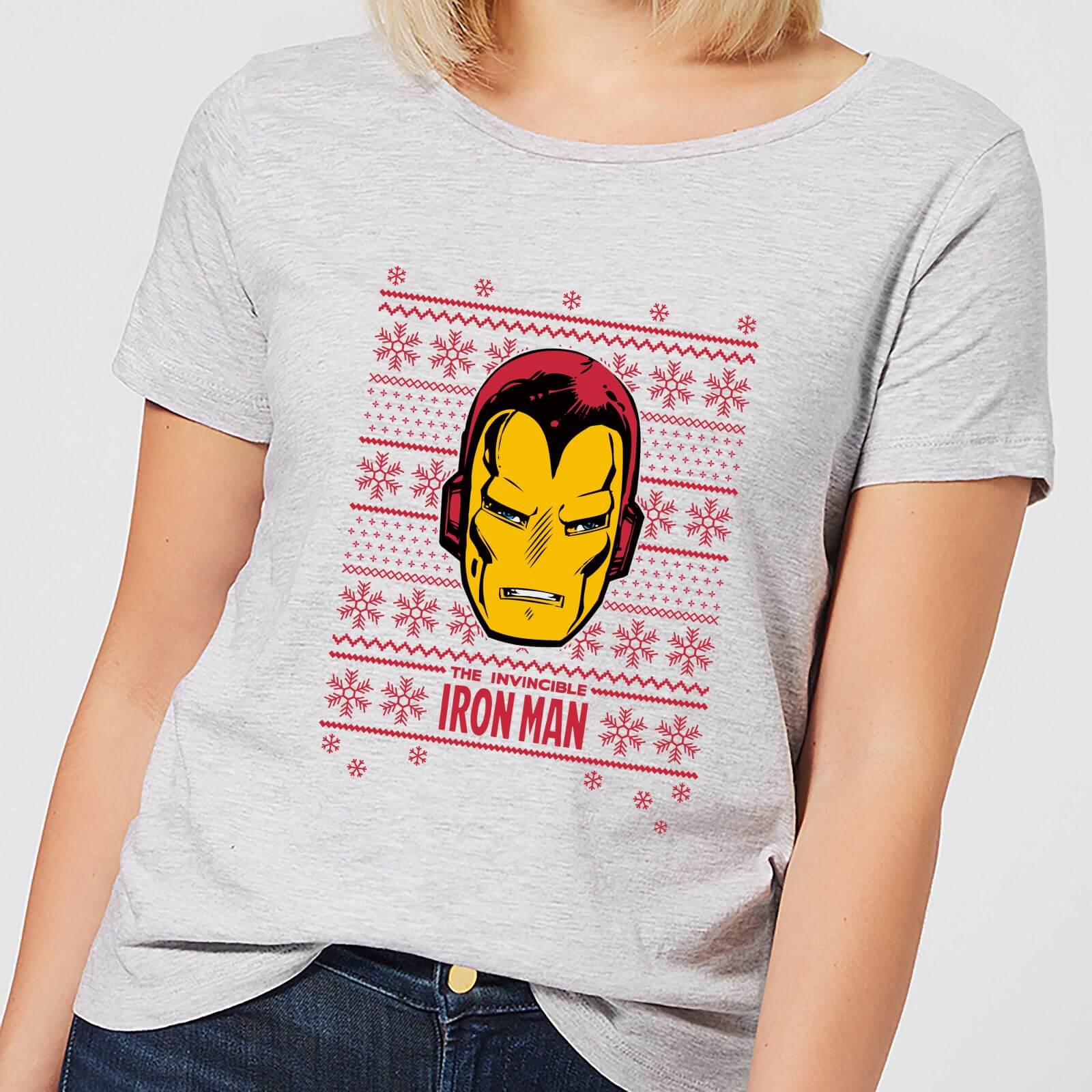 Marvel Iron Man Face Women's Christmas T-Shirt - Grey - XS - Grau