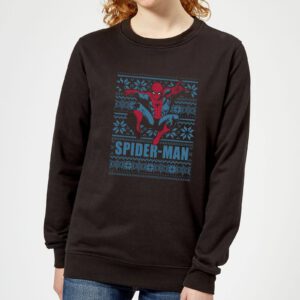 Marvel Spider-Man Damen Weihnachtspullover – Schwarz – L