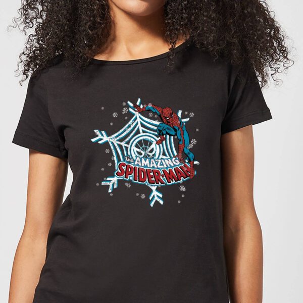 Marvel The Amazing Spider-Man Snowflake Web Damen Weihnachts-T-Shirt - Schwarz - S - Schwarz