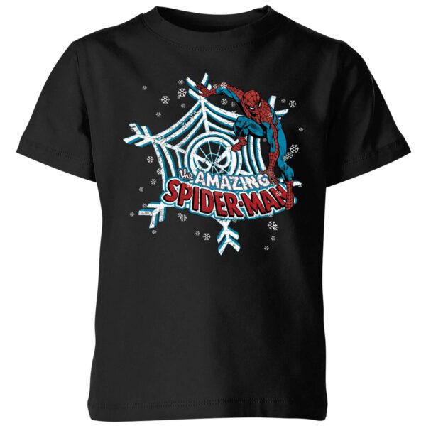 Marvel The Amazing Spider-Man Snowflake Web Kids' Christmas T-Shirt - Black - 3-4 Jahre - Schwarz