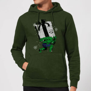 Marvel The Incredible Hulk Christmas Present Christmas Hoodie – Forest Green – S – Forest Green