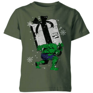 Marvel The Incredible Hulk Christmas Present Kids‘ Christmas T-Shirt – Forest Green – 3-4 Jahre