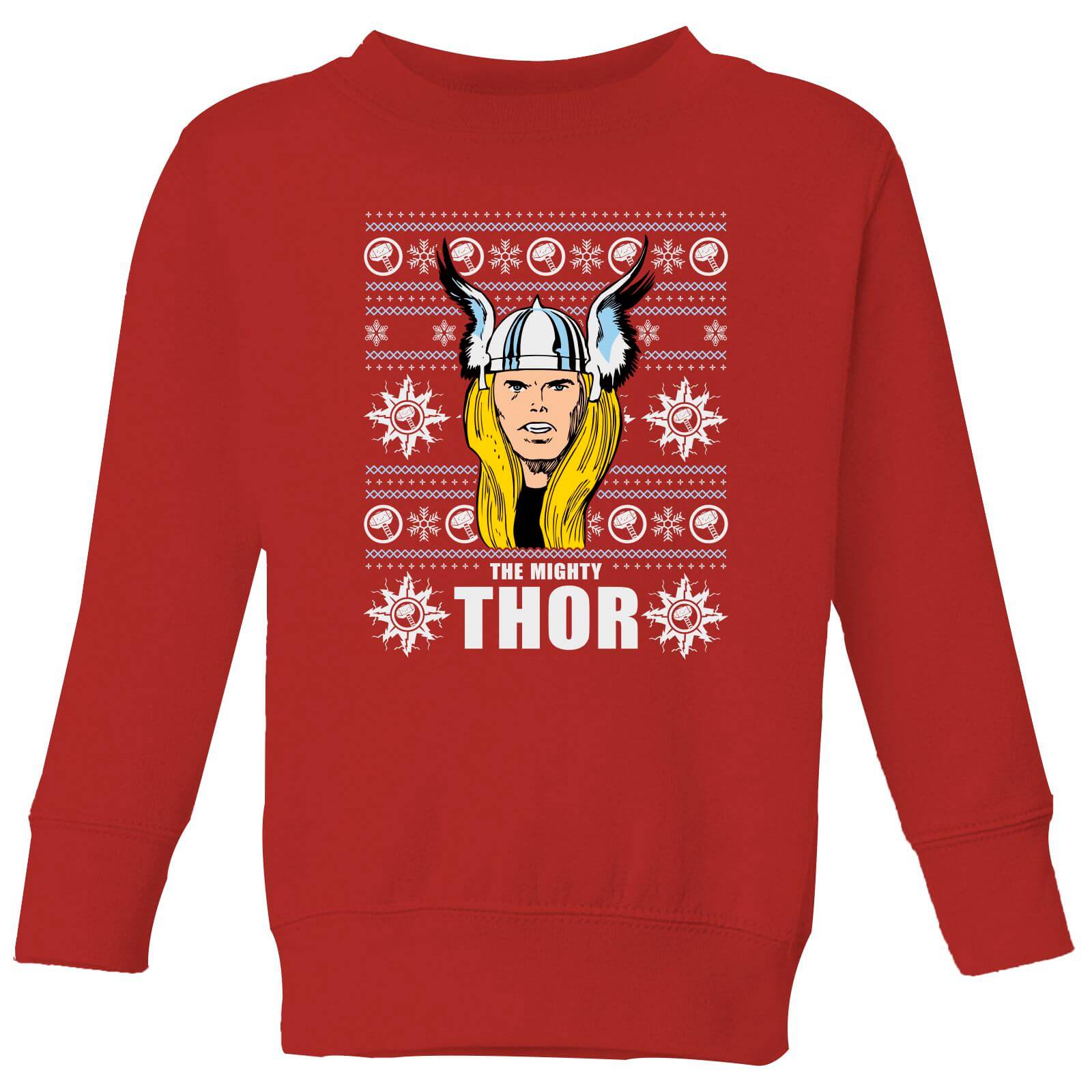 Marvel Thor Face Kinder Weihnachtspullover – Rot – 3-4 Jahre – Rot