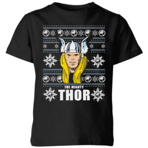 Marvel Thor Face Kids‘ Christmas T-Shirt – Black – 3-4 Jahre – Schwarz