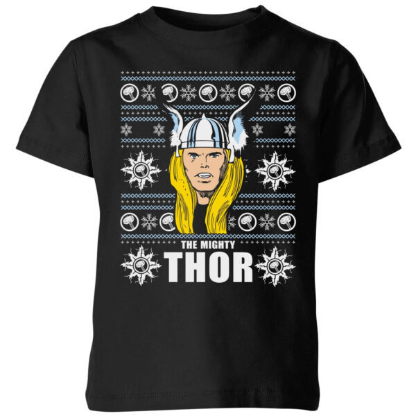 Marvel Thor Face Kids' Christmas T-Shirt - Black - 3-4 Jahre - Schwarz