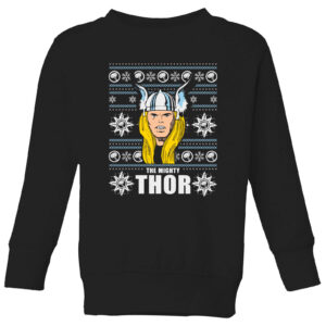 Marvel Thor Face Kinder Weihnachtspullover – Schwarz – 3-4 Jahre – Schwarz